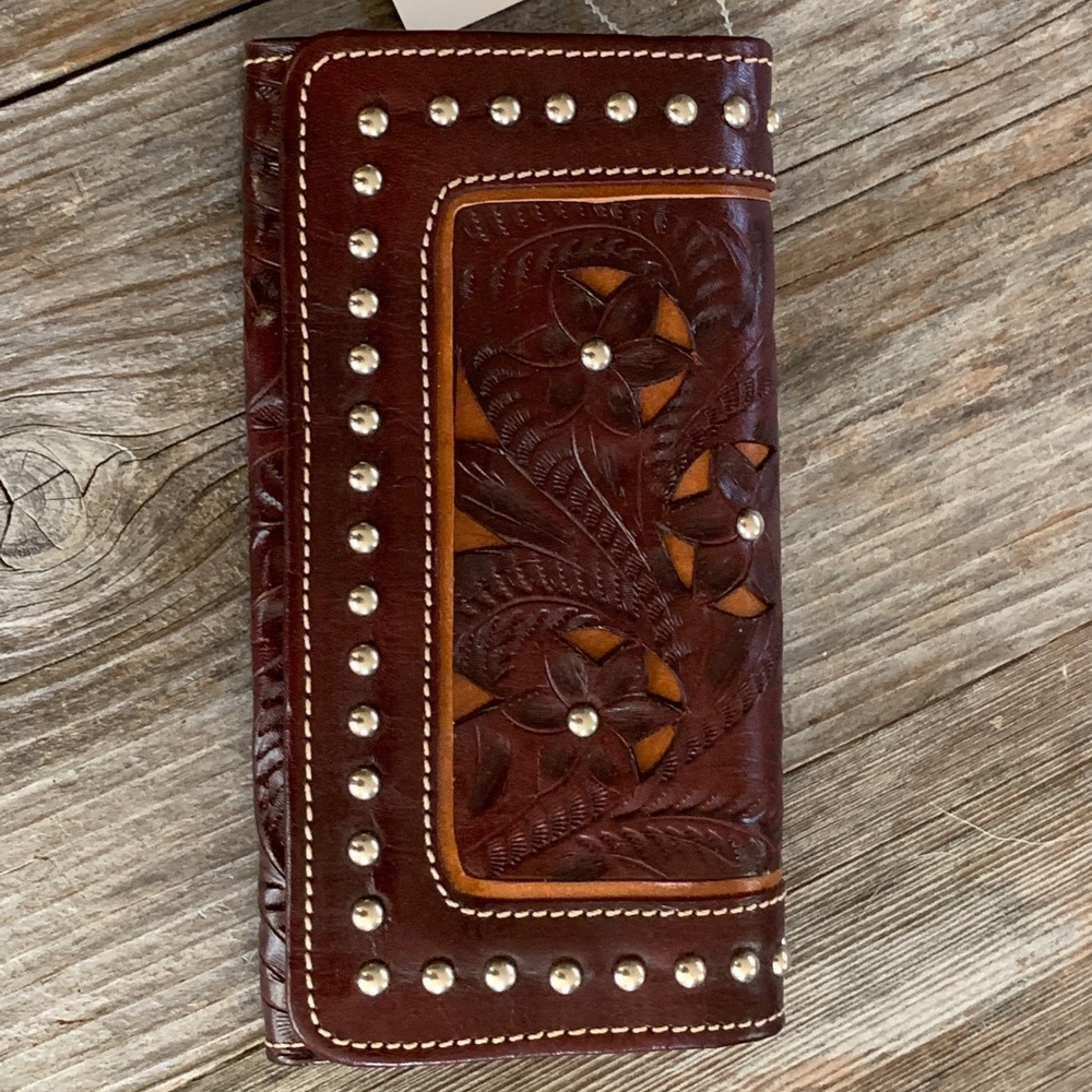 American West wallet leather tooled